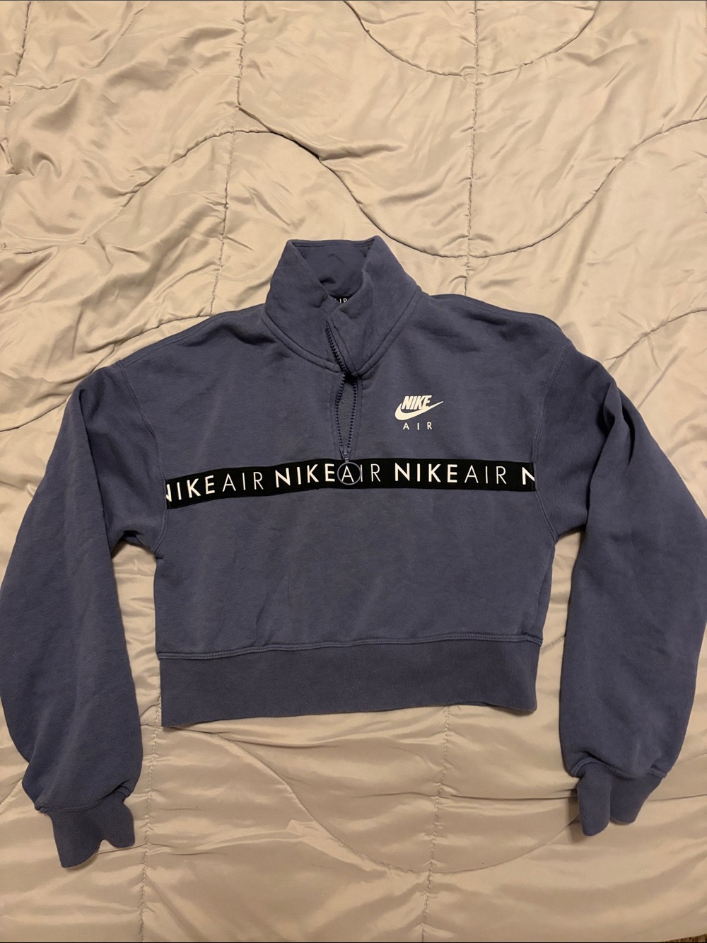 Nike Air Women's Navy Blue Quarter-Zip Cropped Sweatshirt